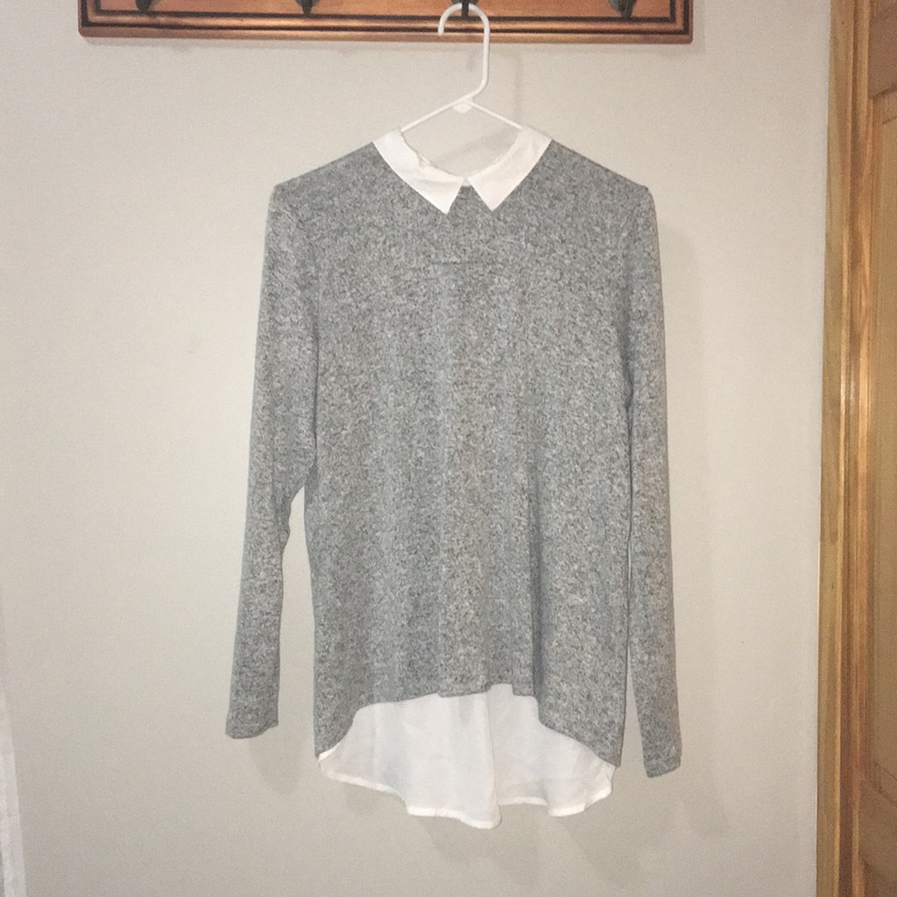 Heather grey sweater blouse